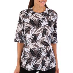 Womens Reel-Tec Tropical Print Raglan Elbow Sleeve Top
