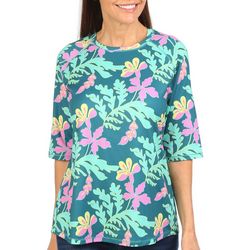 Womens Reel-Tec Seaweed Floral Elbow Sleeve Top