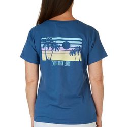 Southern Lure Womens Palms Sunset V-Neck T-Shirt