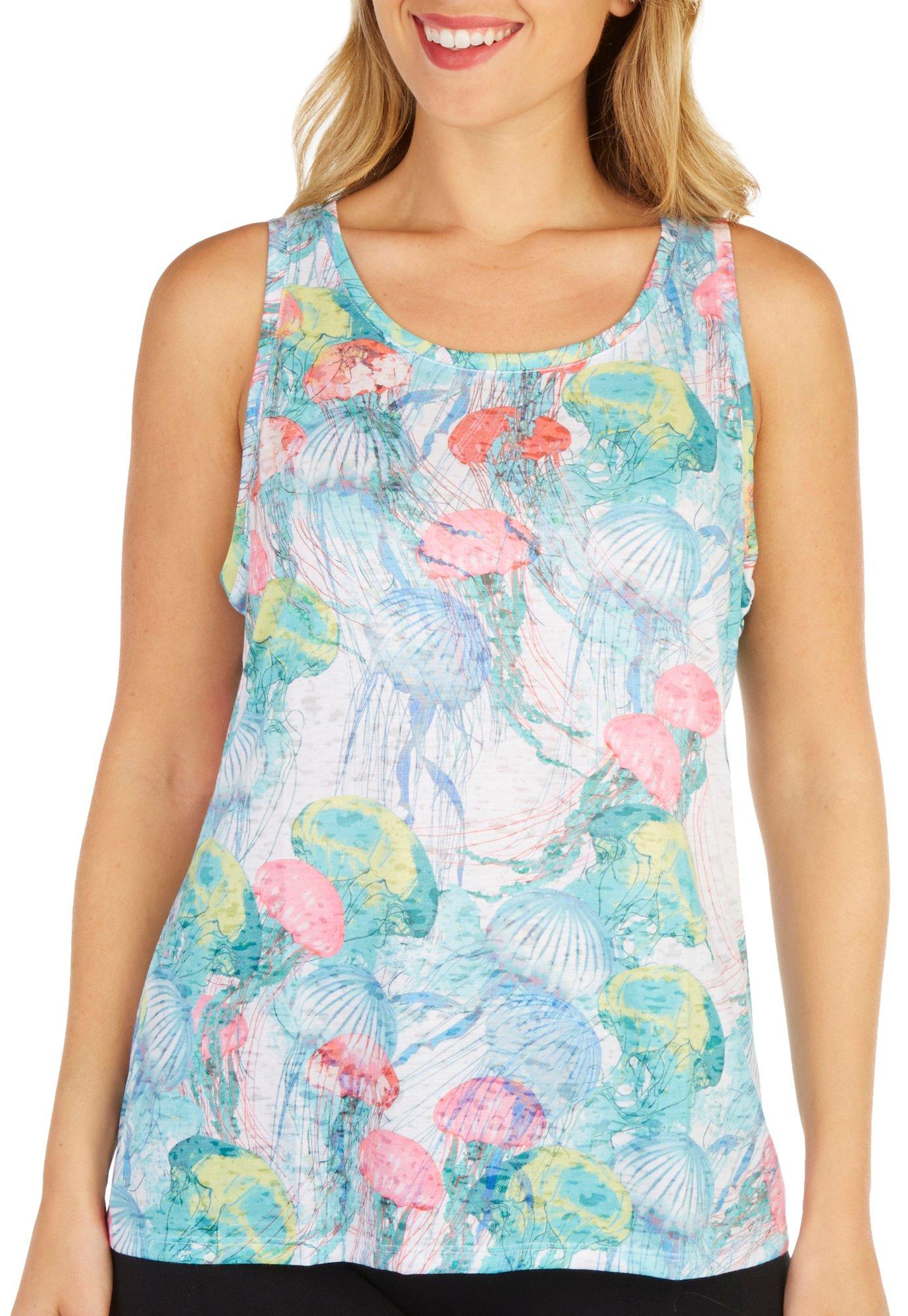 Reel Legends Womens Jellyfish Burnout Tank Top