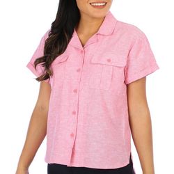 Reel Legends Womens Short Sleeve Cotton Linen Shirt