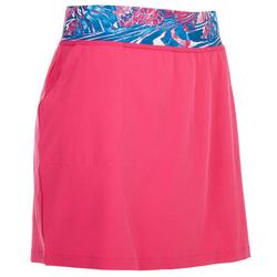 Womens Solid Print Band Stretch Woven Skort