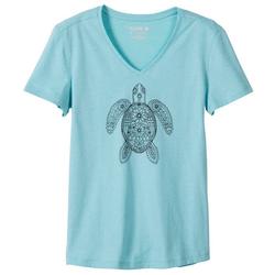 Womens Mosaic Turtle V Neck T-Shirt