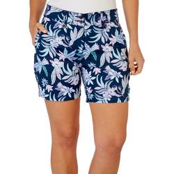 Womens Tropical Print Long Shorts