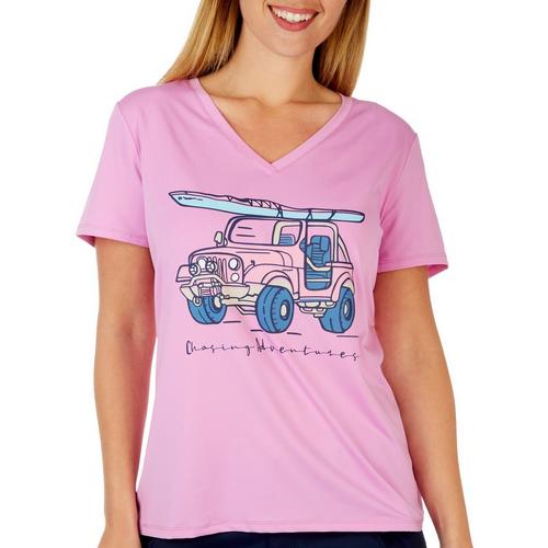 Outdoor Life Womens Jeep Graphic V Neck Short