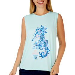 Outdoor Life Womens Solid Seahorse Graphic Sleeveless Top