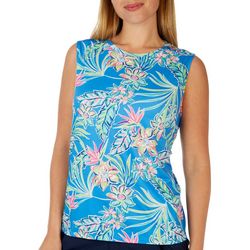 Outdoor Life Womens Solid Floral Graphic Sleeveless Top