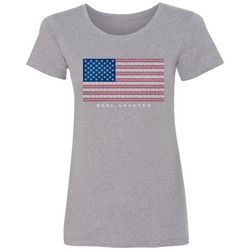 Reel Legends Womens Americana Flag Scoop Neck T-Shirt