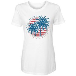 Reel Legends Women Patriotic Palms Americana  T-Shirt