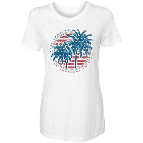 Reel Legends Women Patriotic Palms Americana T-Shirt