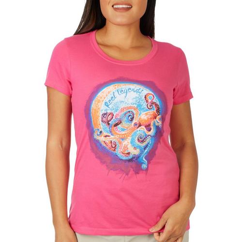 Reel Legends Womens Octopus Moon T-Shirt