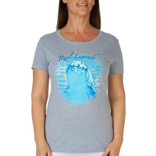Reel Legends Womens Dolphin Scoop Neck T-Shirt