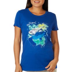 Reel Legends Womens Swimming Watercolor Turtle T-Shirt
