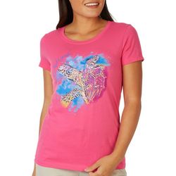 Reel Legends Womens Watercolor Turtle T-Shirt