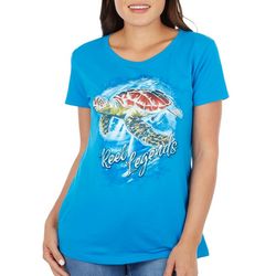 Reel Legends Womens Sea Turtle Graphic T-Shirt