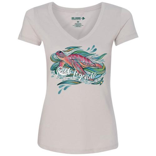 Reel Legends Womens Painted Turtle T-Shirt