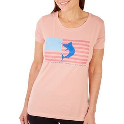 Reel Legends Womens Marlin American Flag T-Shirt
