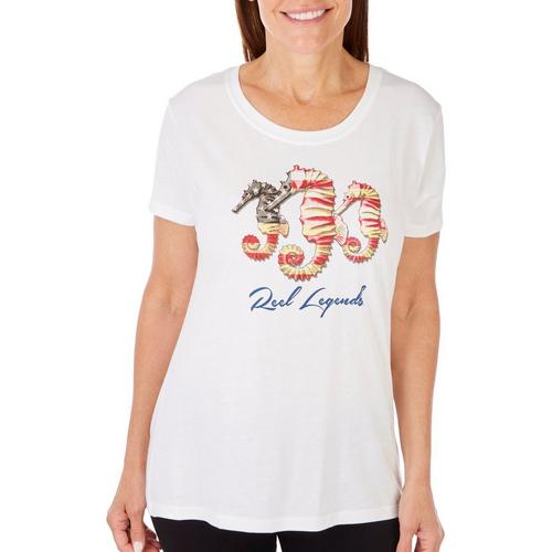 Reel Legends Womens Americana Seahorse Trio T-Shirt