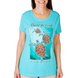 Womens Respect The Locals Turtle Short Sleeve T-Shirt