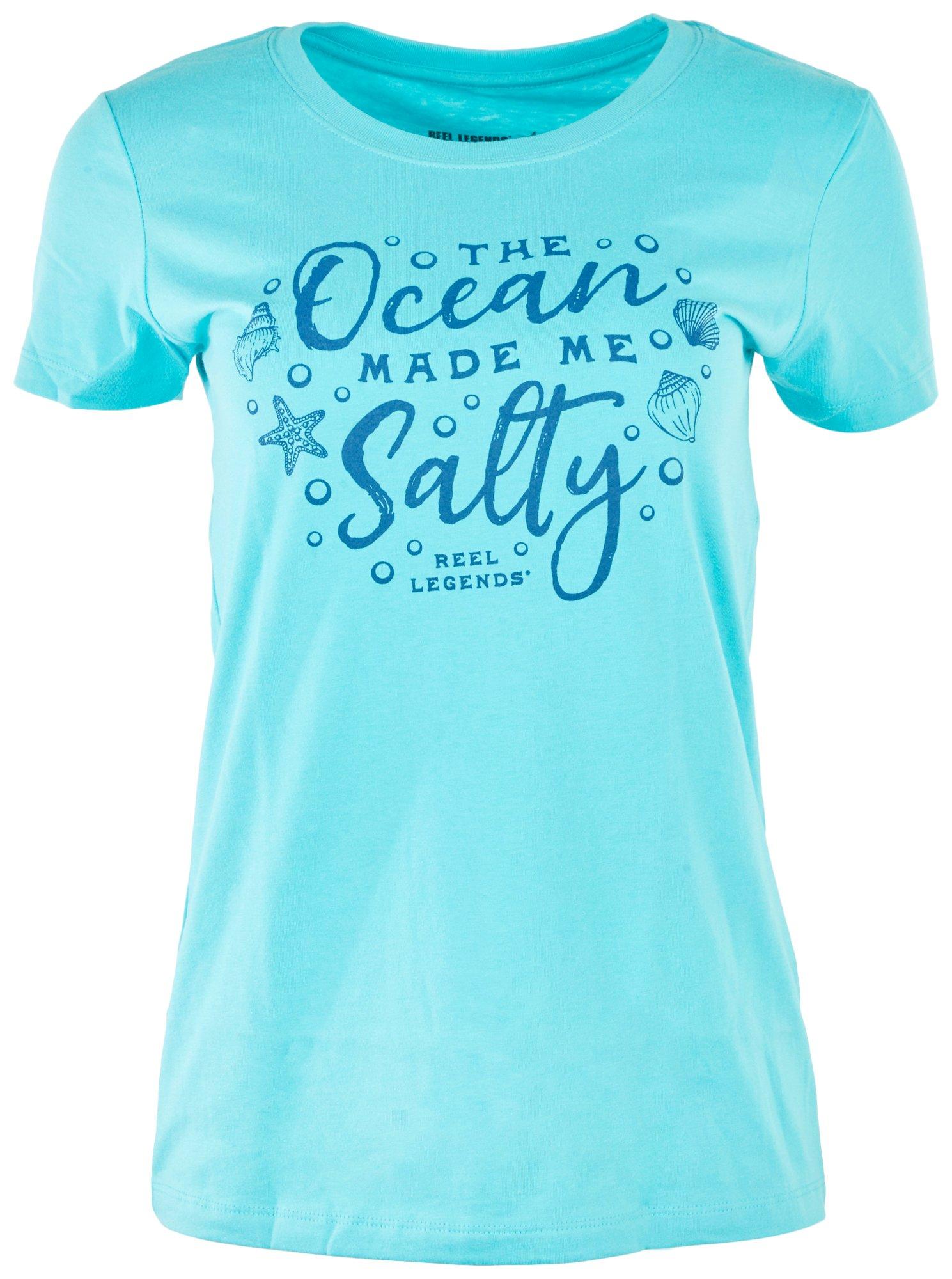 Reel Legends Womens Ocean Salty Short Sleeve T-Shirt - Teal - Medium