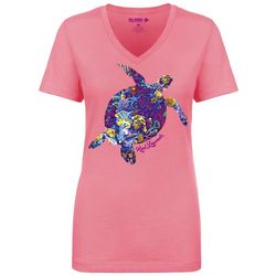 Reel Legends Womens V-Neck Sea Turtle T-Shirt