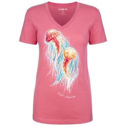 Reel Legends Womens Jellyfish V Neck T-Shirt