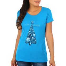 Reel Legends Womens Seashells Christmas Tree T-Shirt