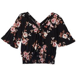 American Rag Womens Double V-Neck Floral 3/4 Sleeve Top