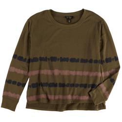 Womens Tie-Dye Stripe Pullover Sweater