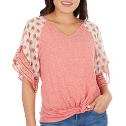 Womens Twist Front Embellished Top