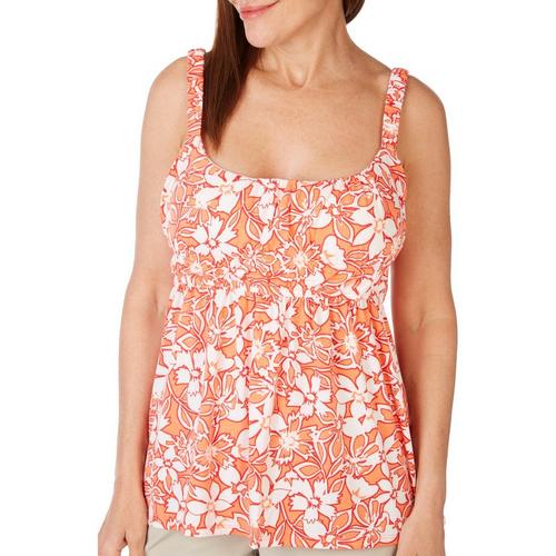 Harlow and Rose Womens Floral Sleeveless Ruched Top