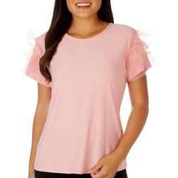 By Design Womens Solid Angelo Crepe Short Sleeve Top