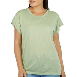 Womens Solid Textured Boxy Short Sleeve Top