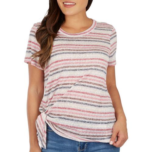 Womens Lined Side Tie Short Sleeve Top
