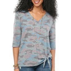 Womens 3/4 Sleeve Camouflage Top