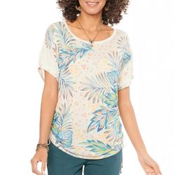 Democracy Womens Palm Side Ruched Tie Short Sleeve Top