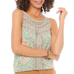Womens Paisley Floral Square Neck Sleeveless Tank