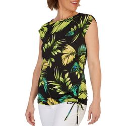 Green Envelope Womens Print Ruched Side Sleeveless Top