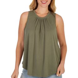 Green Envelope Womens Solid Shirred Ribbed Sleeveless Top