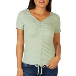 Green Envelope Womens Ruched Front Short Sleeve Top