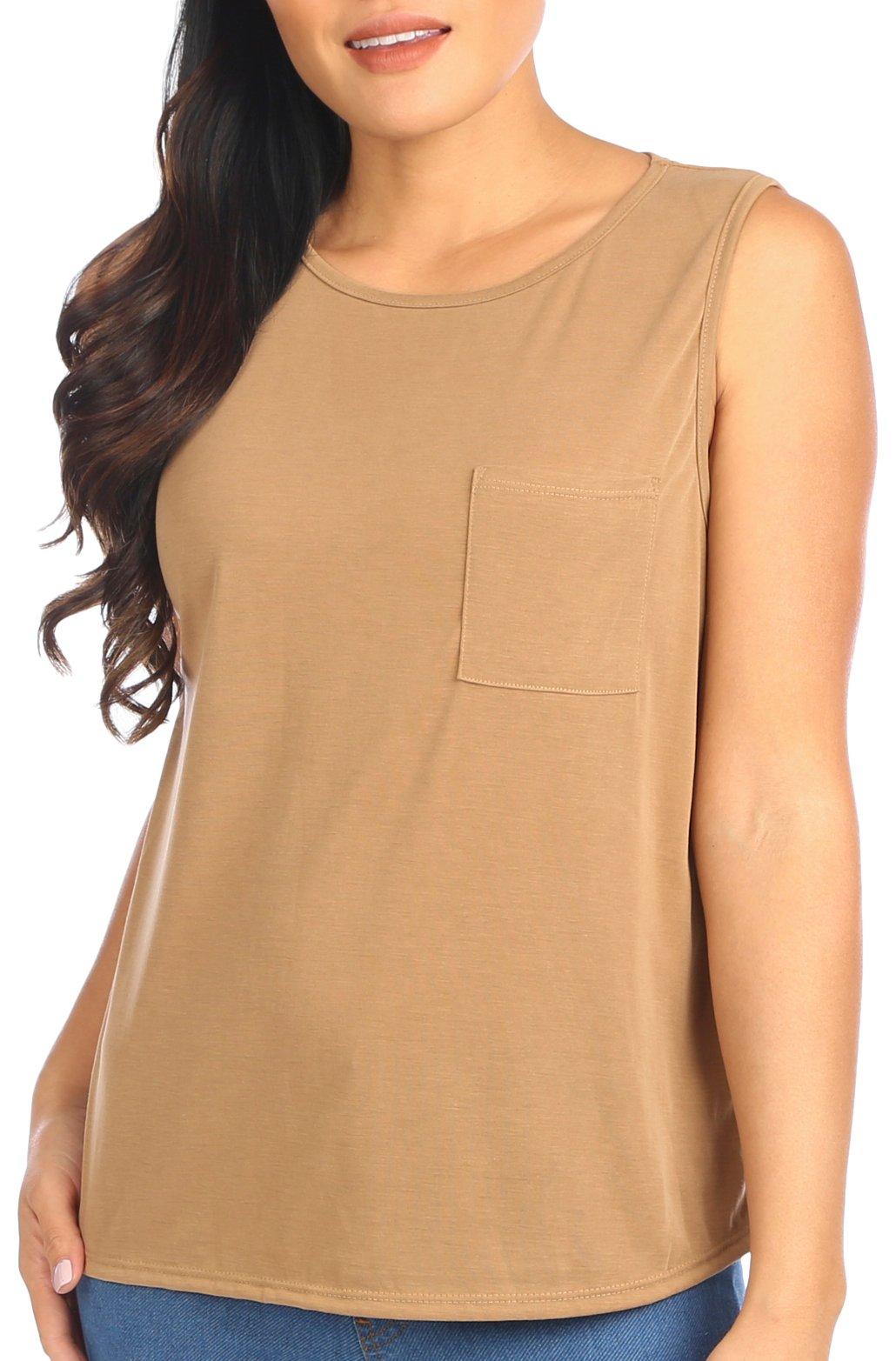 Womens Solid Pocket Tank Top