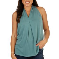Womens Solid T-Back Halter Sleeveless Top