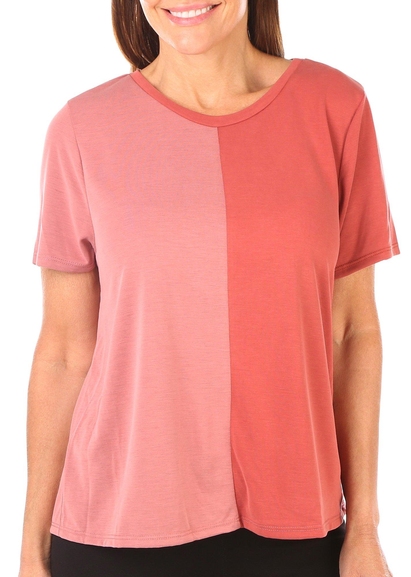 Bunulu Womens Color Block Short Sleeve Top