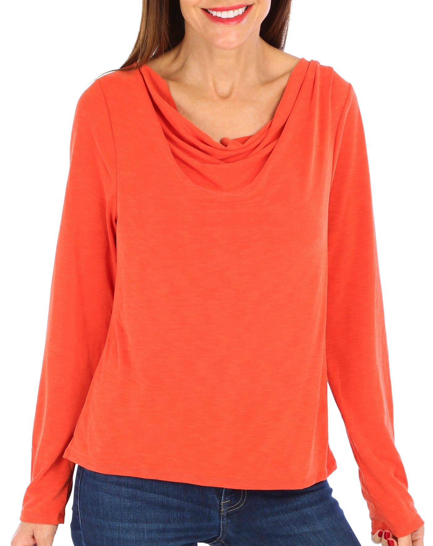 Womens Cowl Neck Long Sleeve Top