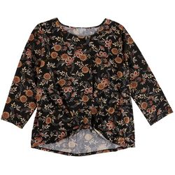 Floral & Ivy Womens Floral Front Knot Top