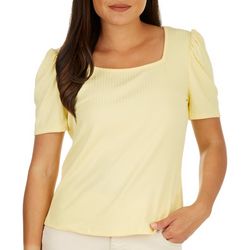 Cha Cha Vente Womens Puff Square Neck Short Sleeve Top