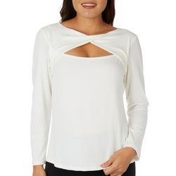 Cha Cha Vente Womens Solid Cut Out Long Sleeve Top