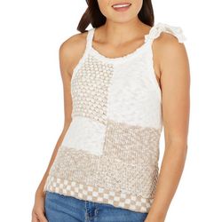 Bunulu Womens Knitted Patch Tie Strap Sleeveless Top