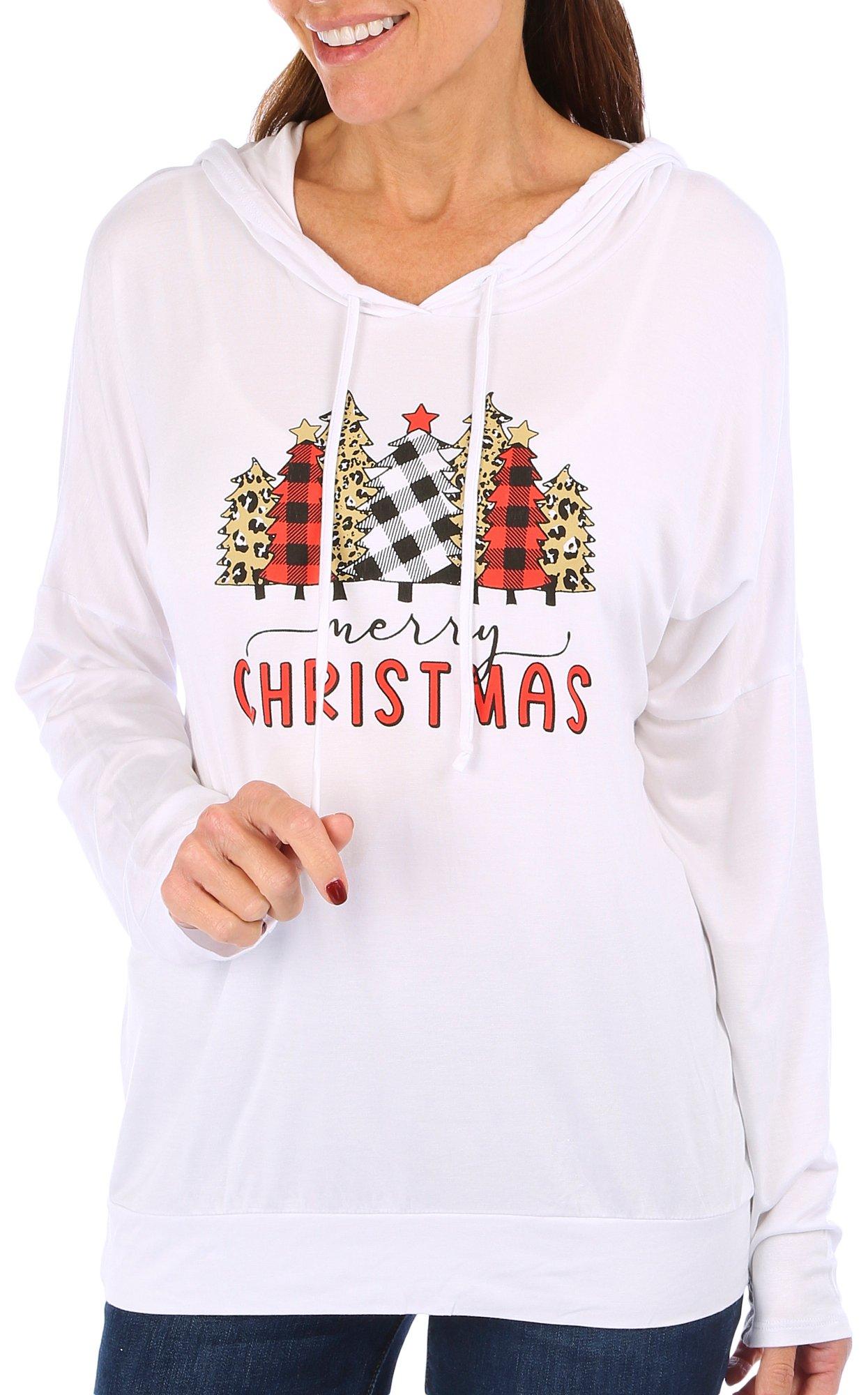 Scarlett Womens Leopard & Check Christmas Tree Hoodie