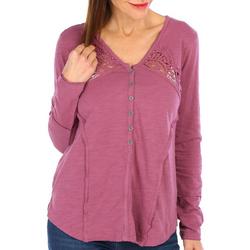 Lucky & Coco Womens Crochet Long Sleeve Shirt